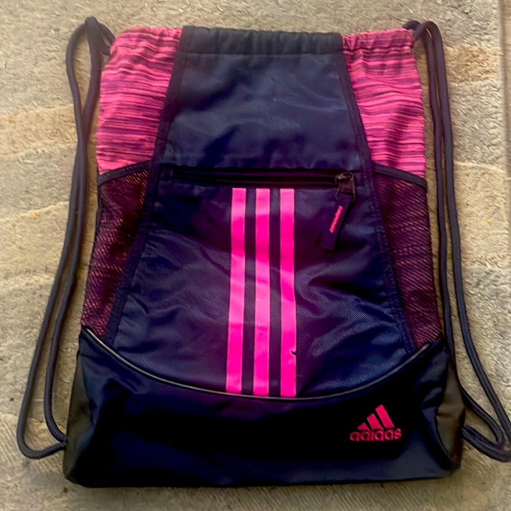 Blue and Pink Adidas backpack